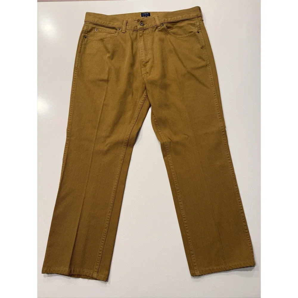 J.Crew The Sutton A8933 Pants Mens 36x30 Mustard Yellow Cotton Trousers